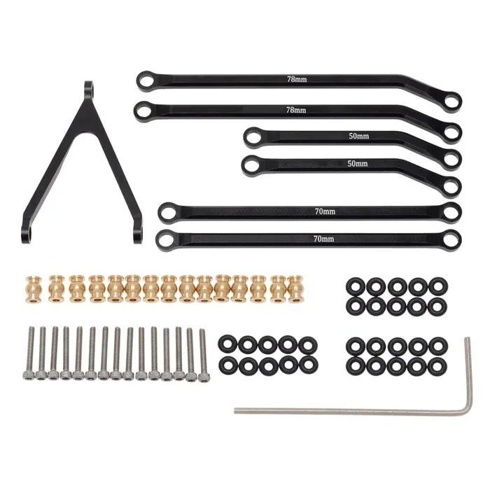 MEUS Racing CNC Aluminum High Clearance Chassis Links for 1/24 RC Crawler Car Axial SCX24 Jeep Gladiator AXI00005 (Black)