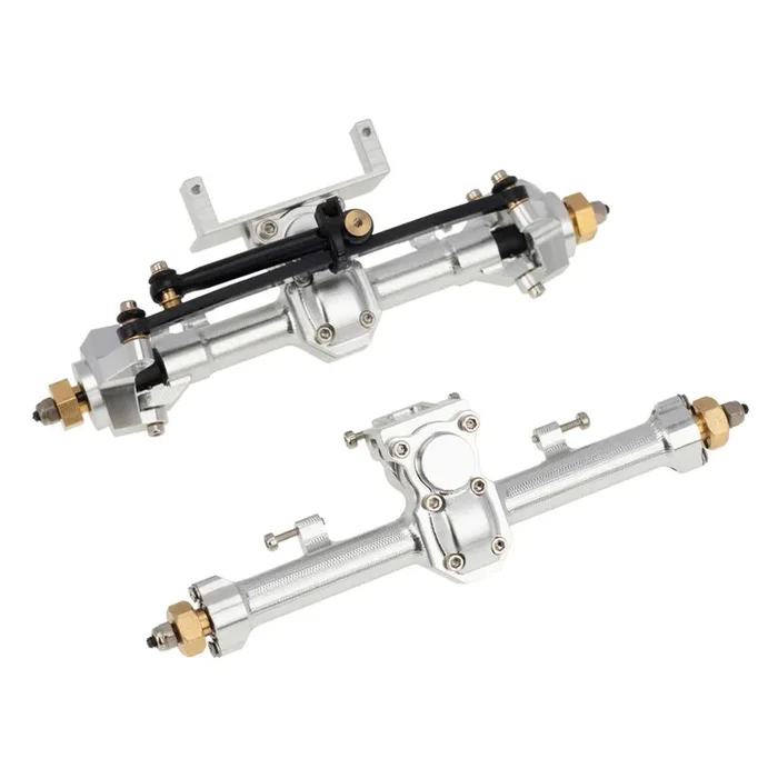 MEUS Racing CVD Hardening 1/24 RC Crawler Car CNC Aluminum Front and Rear Axle for Axial SCX24 90081 C10 Jeep Upgrade Parts (Sliver)