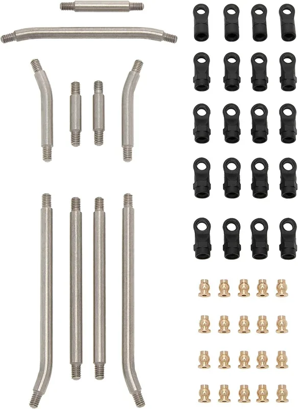 MEUS Racing Stainless Steel High Clearance Chassis Links Steering Links Set 10pcs 132mm Wheelbase for 1/24 Rock Crawler Car SCX24 C10 Bronco Wrangler