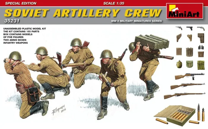 MiniArt 35231 1/35 WWII Soviet Artillery Crew (Special Edition) Figures Model Kit