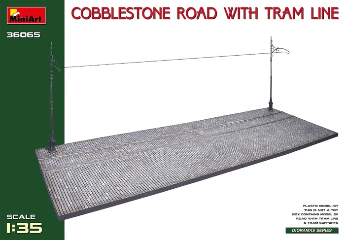 MiniArt 36065 1/35 Cobblestone Road Section with Tram Line Model Kit