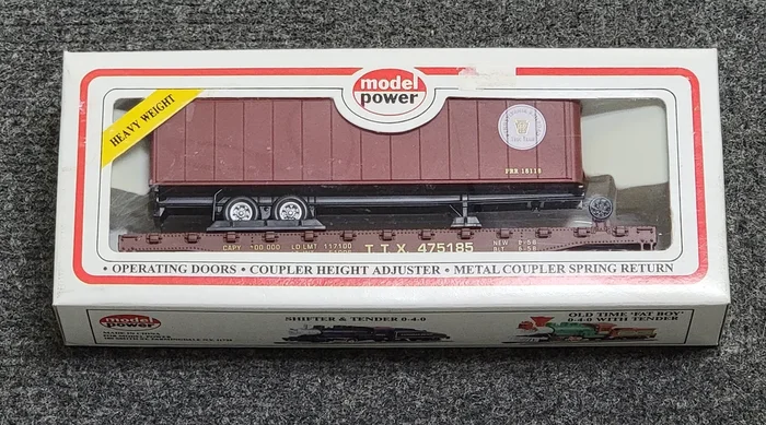 Model Power 8350 HO Scale 50′ Flatcar with Trailer Pennsylvania PRR – NOS