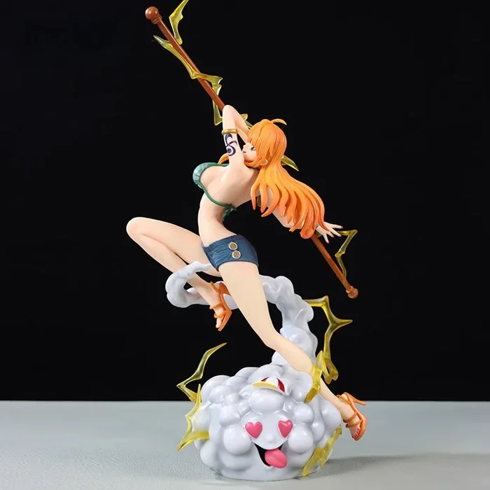NAMI 액션 피겨린 – 전기 스파크 및 직원이있는 28cm, 한정판 – 원피스 수집 가능
