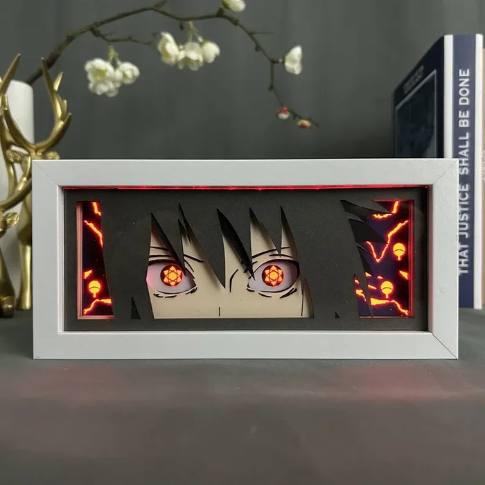 나루토 애니메이션 라이트 박스-Sasuke Uchiha 3D 효과, 16 색 조절 가능한 LED 조명