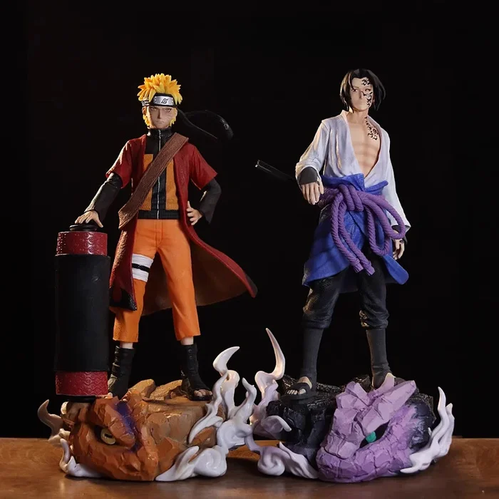 Naruto and Sasuke Action Figure Set – 43 cm Collector’s Edition | Affichage personnalisable avec base de bêtes à queue