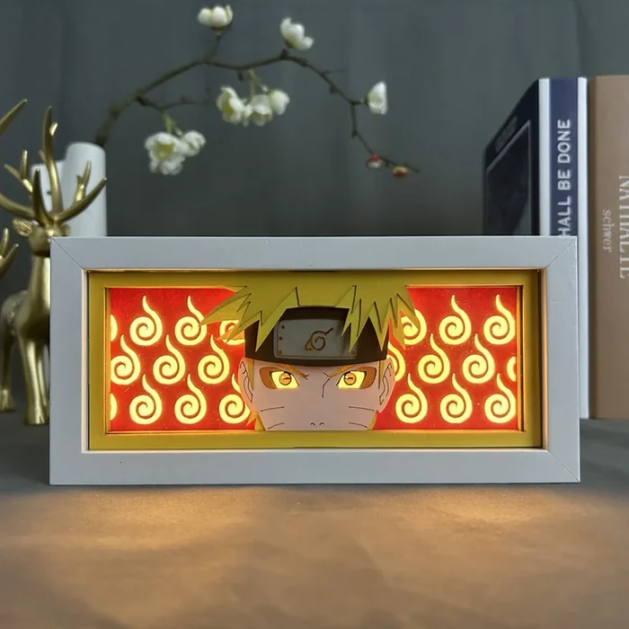 Naruto Anime Light Box-Efecto 3D de Uzumaki Naruto, luz LED ajustable de 16 colores