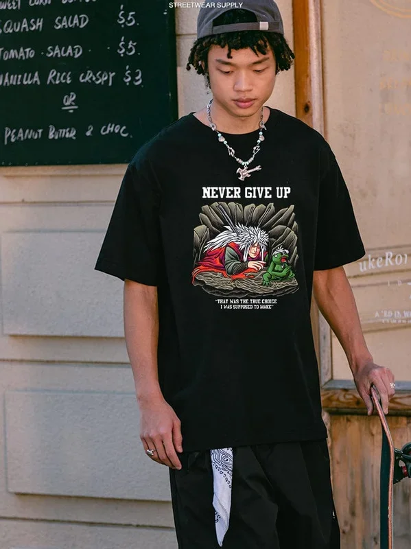 Naruto jiraiya ‘never exp up’ t-shirt | ملابس أنيمي مميزة
