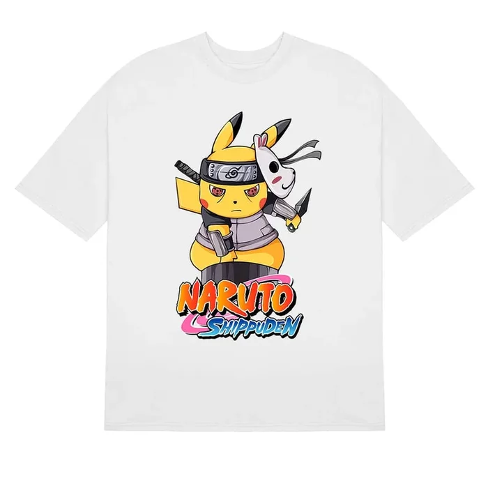 Naruto Shippuden Pikachu Anbu Crossover Graphic T-Shirt – Anime Mashup Apparel