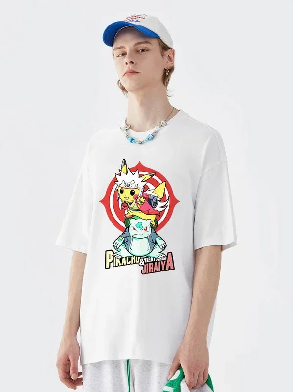 Naruto Shippuden Pikachu Jiraiya Crossover Graphic T -Shirt – Anime Mashup Apparel