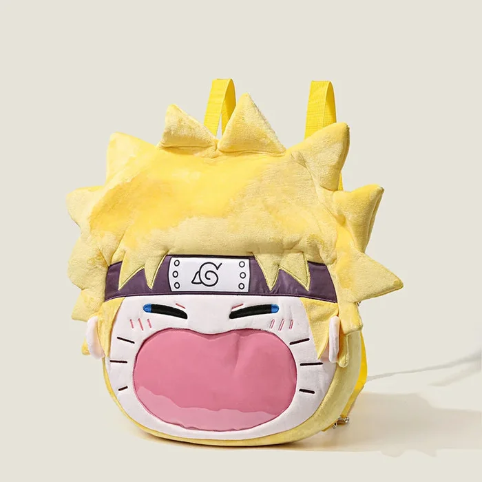 Naruto Uzumaki Bolsa de ombro de pelúcia – Design de anime divertido com bolso transparente na boca