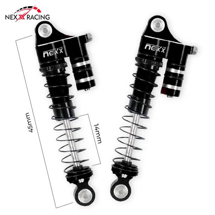 Nexx Racing 45mm Reservoir Shocks (4pcs) for 1/24 RC Crawler FMS FCX24/ FCX18 Hummer EV – BLACK