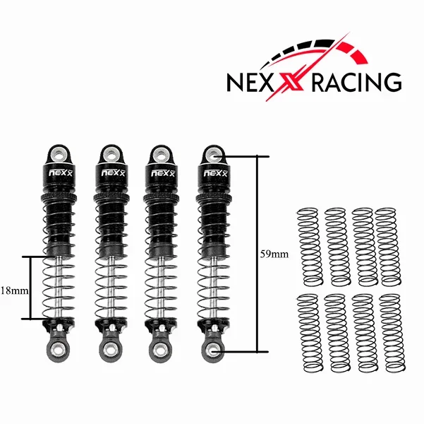 Nexx Racing 59mm Long Oil Shocks (4pcs) for Redcat MT-18 – Black