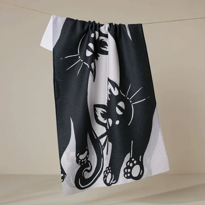 night zoomies {cats} tea towel