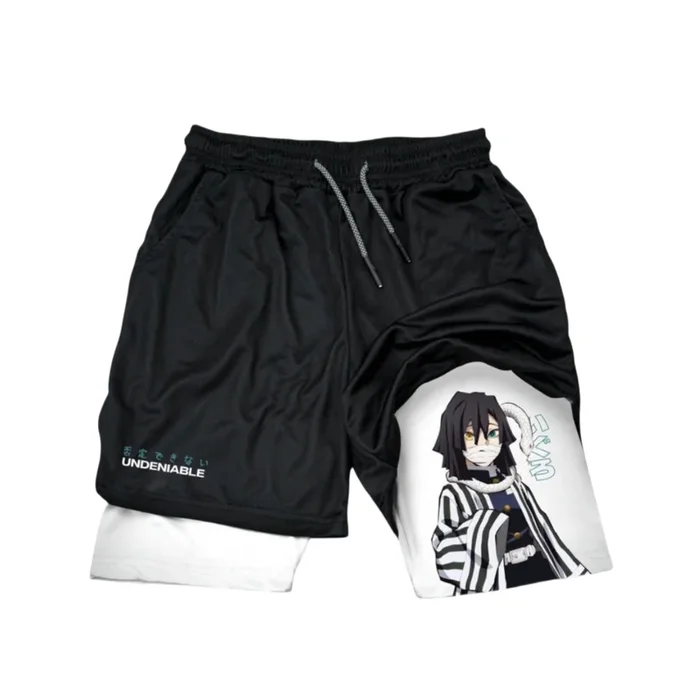 Obanai Iguro Anime Fitness-Shorts-Dämon Slayer-inspirierte Trainingshorts für Männer & Frauen | Atmungsaktive Fitnessshorts mit Charakterdruck