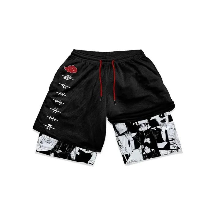 Pain Akatsuki Naruto Gym shorts – shorts de treino de anime para homens e mulheres | Vestuário de fitness de mangá do símbolo ninja