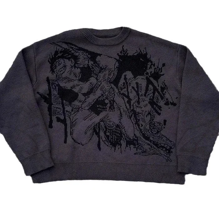 프리미엄 geto suguru에서 영감을 얻은 니트 스웨터-Jujutsu Kaisen 저주 조작 Jacquard Design