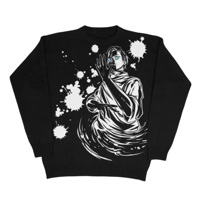 프리미엄 Yuta Okkotsu에서 영감을 얻은 니트 스웨터-Jujutsu Kaisen 저주 에너지 Jacquard Design