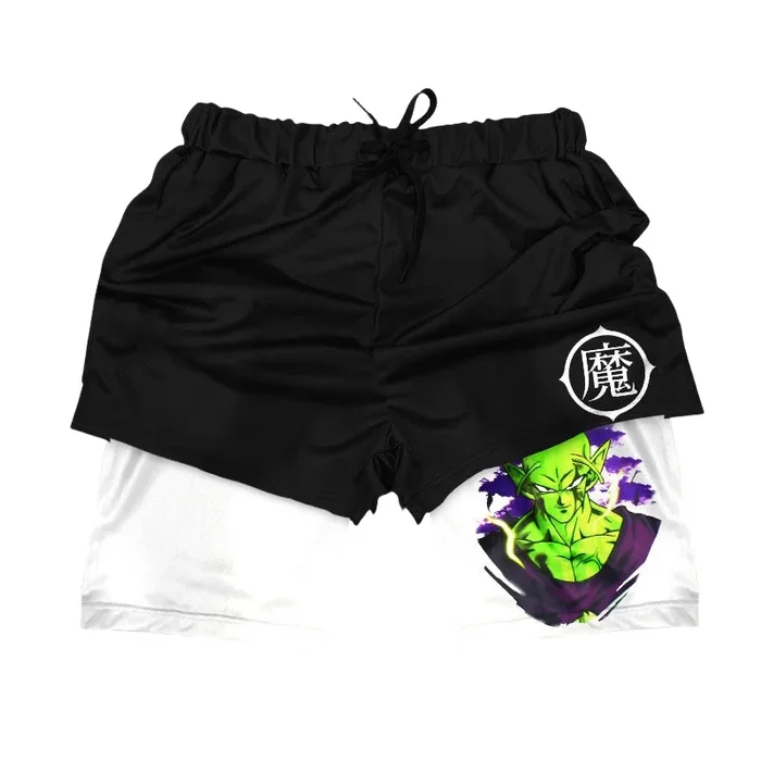 Piccolo Dragon Ball Gym Shorts – 男性和女人的動漫鍛煉短褲|透氣的賽揚健身服裝與漢字符號