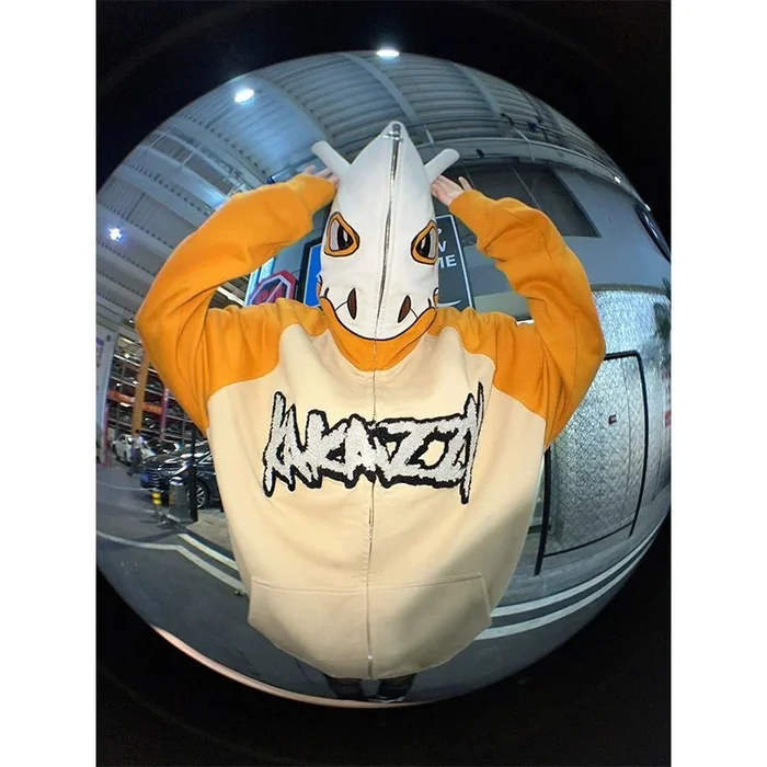 Pokemon Cubone Kapuzenpullover mit durchgehendem Reißverschluss | Nostalgischer Anime-inspirierter Cosplay-Kapuzenpullover
