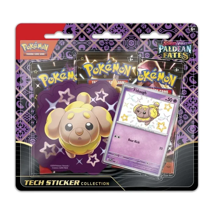 Pokémon TCG: Scarlet & Violet-Paldean Fates Tech Sticker Collection (Shiny Fidough, Shiny Maschiff, Shiny Greavard)