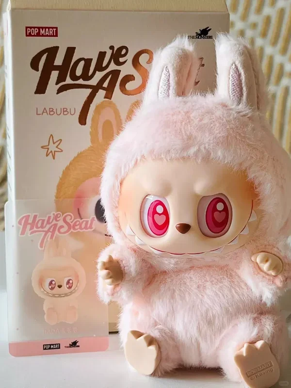 Pop Mart Labubu Dadda Doll Keychain – edição limitada Pink Bunny Collectible Toy