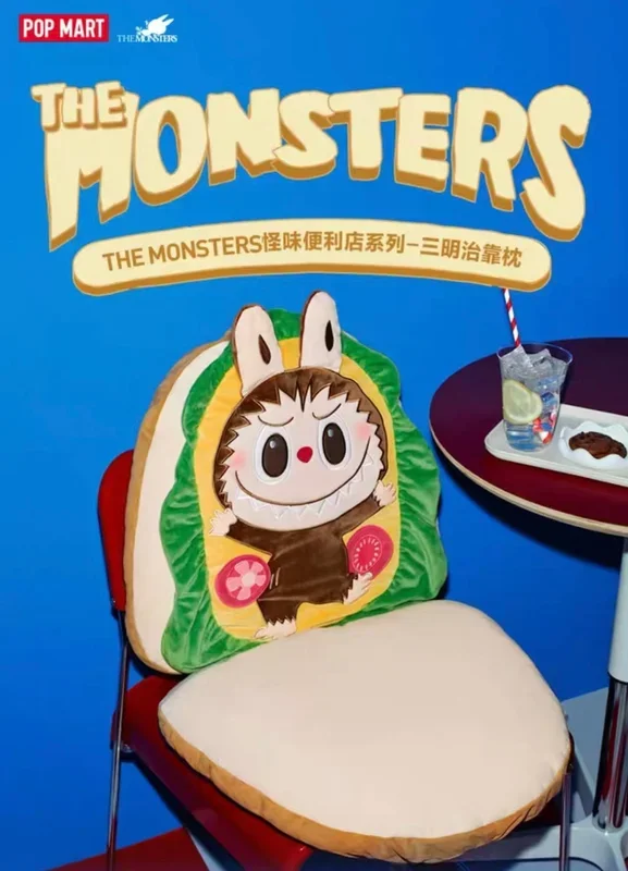 POPMART പൊപ്പോമാർട്ട് THE MONSTERS怪味便利店三明治拉布布靠枕