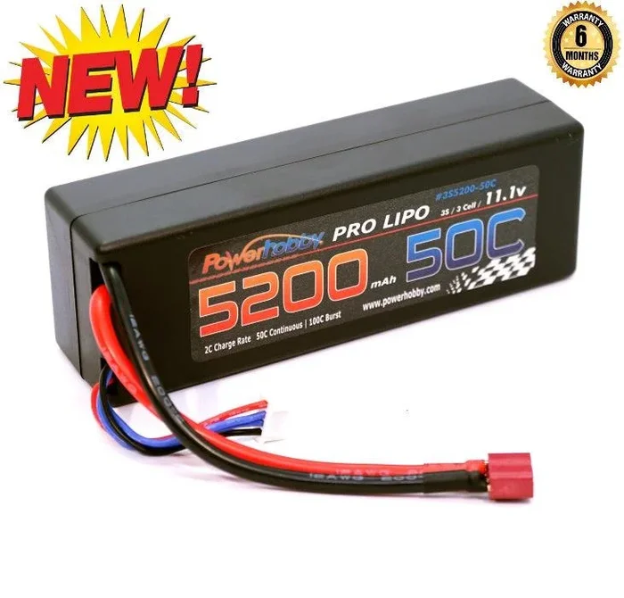 Powerhobby 3S 11.1V 5200mAh 50C Lipo Battery w Deans Plug 3-Cell Hardcase