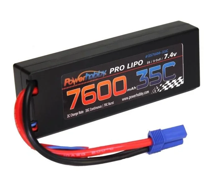 Powerhobby 7600mAh 7.4V 2S 35C LiPo Battery with Hardwired EC5 Connector