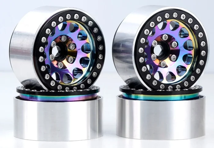 Powerhobby Aluminum 1.9″ Beadlock Wheels Titanium (4) 1/10 Rock Crawler