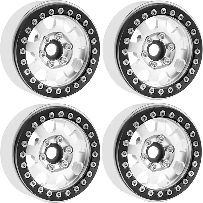 Powerhobby B1 Aluminum 1.9 Beadlock Wheels 9mm Hubs Silver (4) 1/10 Rock Crawler