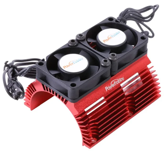 Powerhobby Heat Sink w Twin Turbo High Speed Cooling Fans 1/8 Motors RED