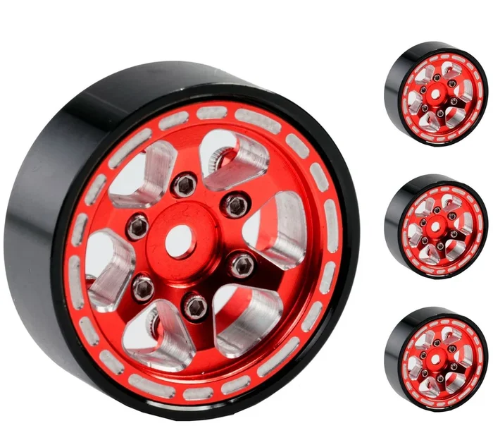 Powerhobby SCX24111 Red Z1 Aluminum 1.0″ Rock Crawler Wheels with 4 Pack