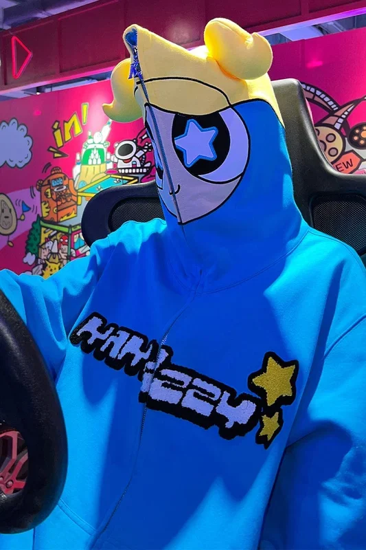 Powerpuff Girls Bubbles Full Zip Hoodie | Hoodie คอสเพลย์ที่ได้รับแรงบันดาลใจจากอนิเมะน่ารัก
