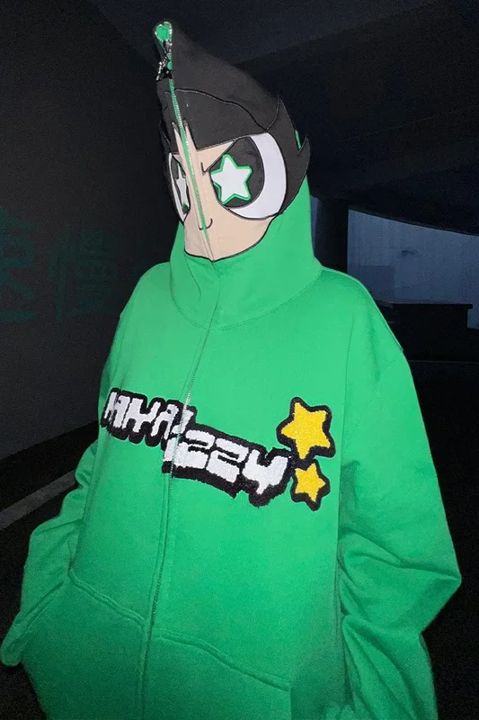 Powerpuff Girls Buttercup Full Zip Hoodie | ฮู้ดคอสเพลย์ที่ได้รับแรงบันดาลใจจากอนิเมะเย็น