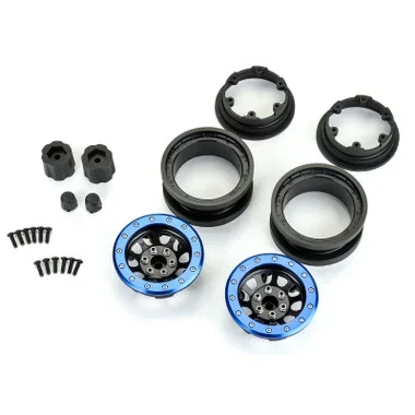 Pro-Line PRO283800 1/6 Steelies Stamped Steel 2.9″ Dual Offset SCX6 Wheels Blue/Black