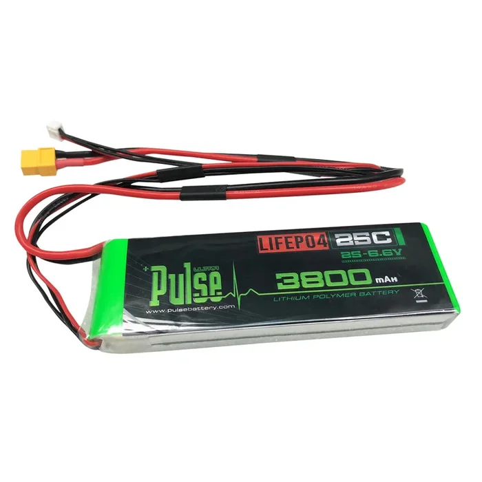 Pulse 3800mah 2S 6.6V 25C Receiver LiFePO4 Battery – XT60 Connector