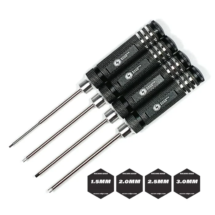Racers Edge Metric High Speed Steel Hex Driver Set with Black Handles (4pc)