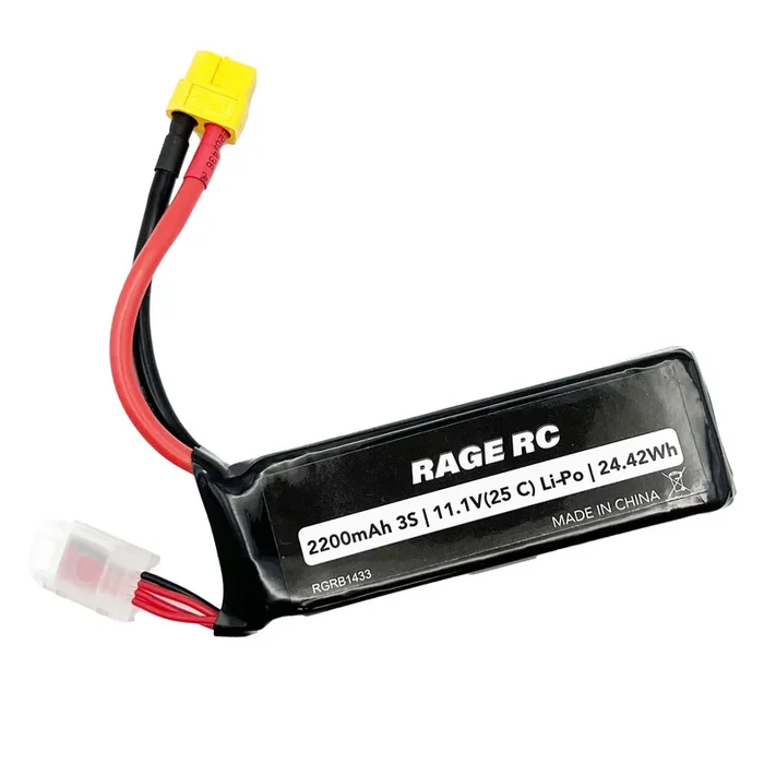 Rage RC 11.1V 3S 2200mAh Lipo with XT60 Connector Black Marlin EX Brushless