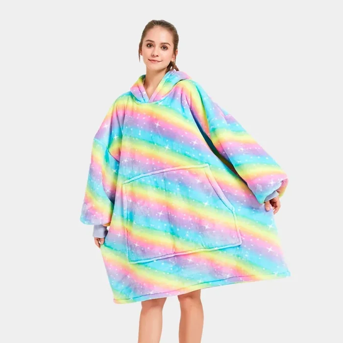 Rainbow Oversized Thick Blanket Hoodie