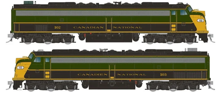 Rapido 28815 HO Scale EMD E8AA Set HEP Canadian National Green and Gold CN 102 / 103 DCC and Sound