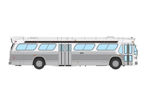 Rapido 751037 HO Scale Deluxe New Look Suburban Bus – Unlettered Transit (dual doors) White/Silver