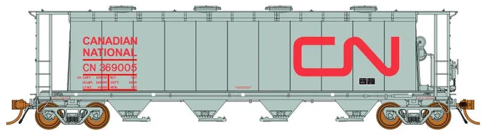 Rapido Trains 127001 HO Scale 3800 Cylindrical Hopper Canadian National with Red CN Car # Varies