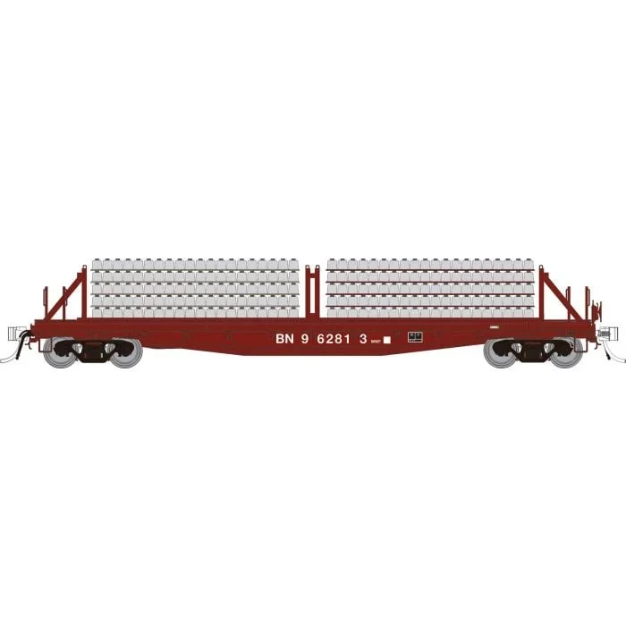 Rapido Trains 138301 HO Scale F30D 50′ Flatcar with Ties Burlington Northern BN MOW 6 Pack