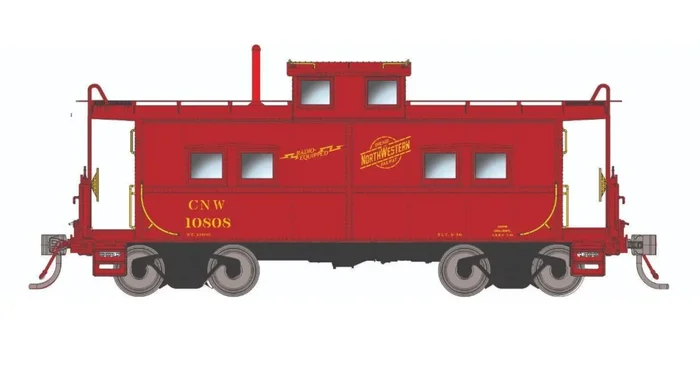 Rapido Trains 144103 HO Scale Northeastern Style Caboose (Porthole Windows) C&NW “Red Scheme” 10809