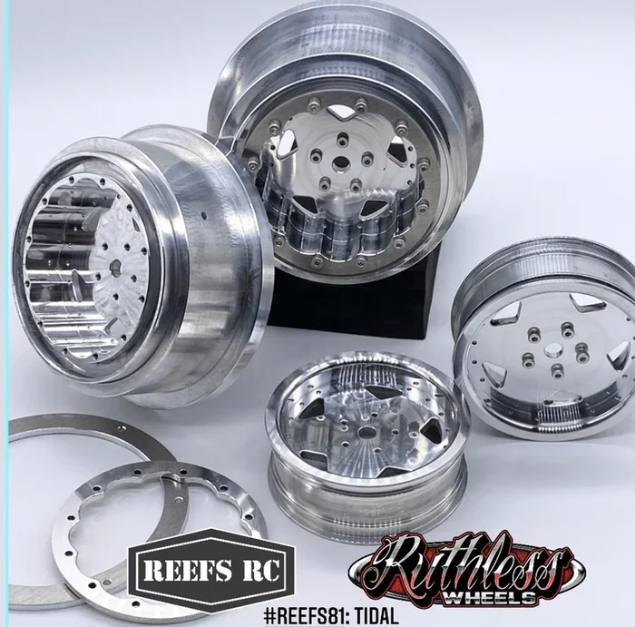 Reefs RC Tidal Beadlock Drag Car Wheels with Rings and Hardware