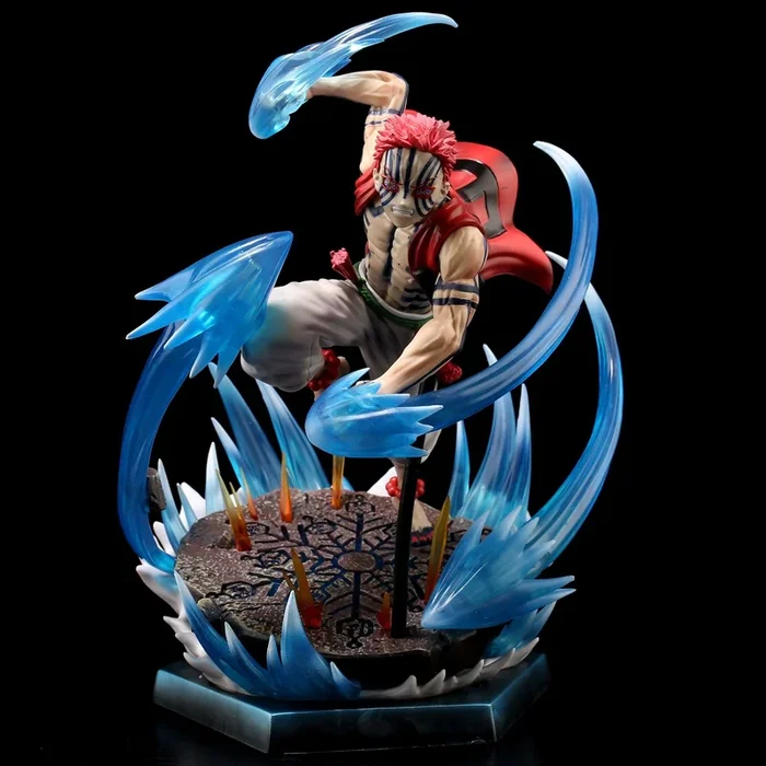 Rengoku Kyojuro Demon Slayer Figura – 26 cm con efectos de iluminación – anime de PVC coleccionable con poderes dinámicos de hielo