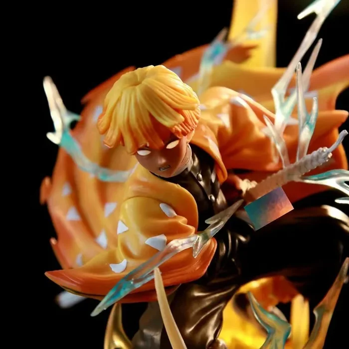 Rengoku Kyojuro Demon Slayer Flame Hashira Figura – 350 mm – Base de iluminación y ojos – PVC de alta calidad