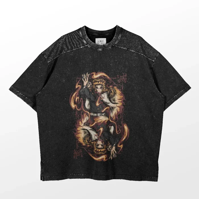 Rengoku Kyojuro Dual Flame T -Shirt – Demon Slayer مستوحى