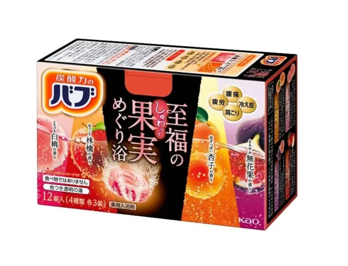 日本Kao幸福果入浴剂 12 片 – 清爽享受粉色橙色
