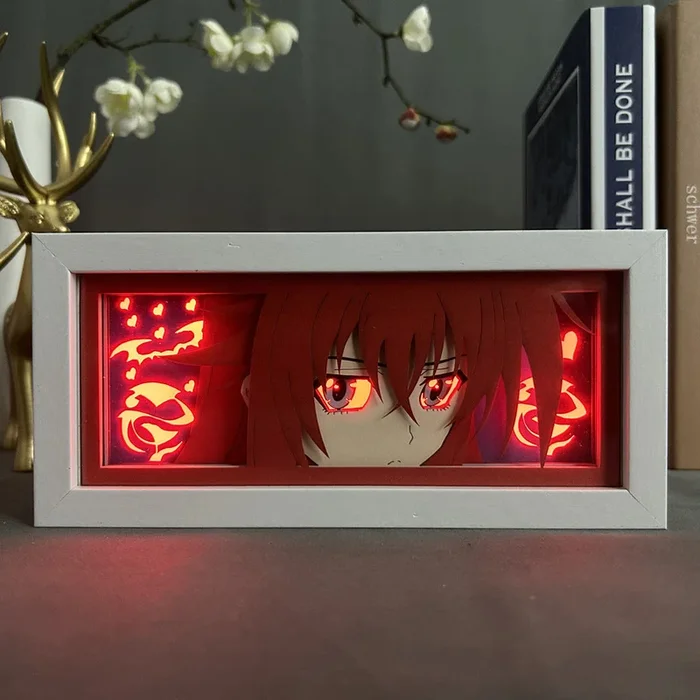 Rias Gremory LED LED Caixa – Lâmpada 3D DXD High School com brilho vermelho ardente